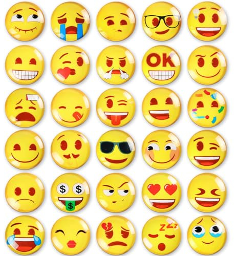AUAUY 30 Stück Magnete, Emoji Kühlschrankmagnete, Lustige Smiley | Magnets Dekorative, für Magnettafel, Kühlschrank, Whiteboard, Küche, Pinnwand Büro, Lustige Süße Magnete Geschenke
