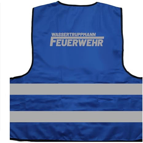 Feuerwehr Wassertruppmann Warnweste BZW. Signalweste mit reflektierendem Aufdruck - Größe S/M, Blau
