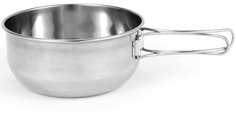 Keenso Camping Bowl with Scale, Foldable Handle, Stainless Steel, Lightweight Cup, Outdoor Use for Camping, Hiking, Picnics (Small 500ml)