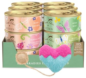 Terra Felis Kennenlernpaket Kitten Nassfutter mit Spielzeug, 18x70g | 100% Lebensmittelqualität aller Rohstoffe, hoher Fleischanteil, getreidefrei, Alleinfuttermittel