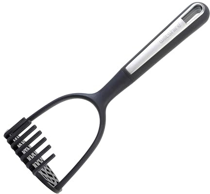 Wiltshire Aspire Potato Masher, Food & Vegetable Ricer, Food Crusher with Spaghetti Strainer, Heat-Resistant Utensil, Non-Stick, Non-Scratch, Anti-Slip Soft Touch Handle, Grey & Silver, 28.3x10x8.8cm