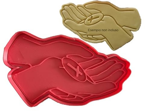 Tagliabiscotti.it - Mani Prima Comunione con ostia - Cookies Cutter - Formina Stampo per decorazione biscotti in pasta di zucchero - 12cm x 8cm, CRM-S-04-12
