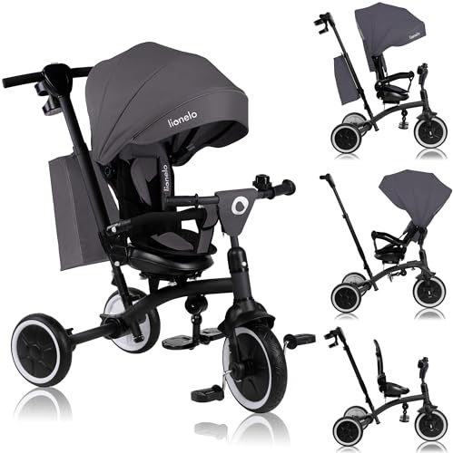 LIONELO Tris Plus multifunktionell balanscykel trehjuling från 9 månader till 5 år upp till 25 kg, barnvagn, stora PU-hjul vridbar sits 360° justerbart ryggstöd, montering utan verktyg