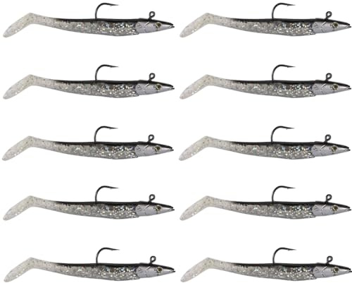10-Piece Soft Fishing Lures - Sinking Swimbaits with Paddle Tail & Jig Head, 11cm, Plastic Sea Fishing Tackle for Pike, Bass, Perch, Trout - Saltwater & Freshwater - Easy Catching