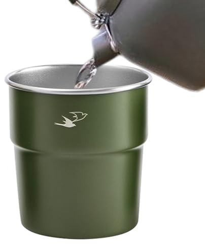 Metallbecher – Edelstahlbecher 300 ml stabile Metall-Trinkbecher | Platzsparende Metallbecher Bierbecher für Eistee, Milch, Cocktails, Zuhause, Kaffee, Outdoor