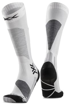 X-Socks Ski Discover OTC Calcetines de esquí para mujer - Alto rendimiento, comodidad óptima, protección mejorada y ajuste superior para una experiencia de esquí inigualable - X Blanco/Gris, 35-36