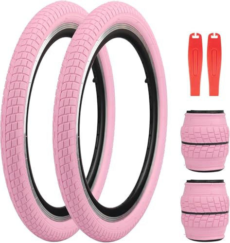 ZUKKA Juego de 2 neumáticos de bicicleta para niños, 20 x 2,125, 20 pulgadas, plegables, para bicicletas infantiles, BMX, color rosa