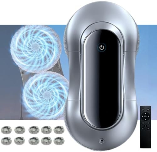 FHRKA 80w Smart Window Cleaning Robot, Dual Water Spray 70ml/Remote Control/ 2800pa Glass Robot Cleaner