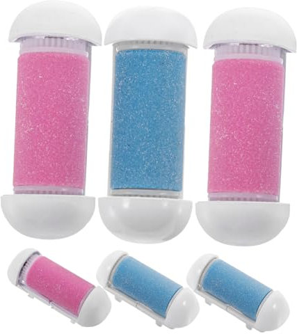 minkissy 6 Stück Fußpflege Ersatz Rollenkopf Wasserfest Ergonomisch Kunststoffrollen Für Elektrisches Fußpeeling Tragbar Fußpflegewerkzeug Ersatzteile Rosa Und Blau