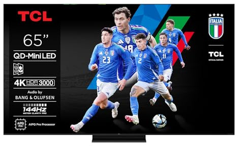 TCL 65C7K QD-Mini TV LED 65 4K HDR Premium 2600 Smart Google TV avec 144 Hz Motion Clarity Pro (Dolby Vision IQ & Atmos, Panneau CrystGlow HVA, Audio de Bang & Olufsen, Game Master)