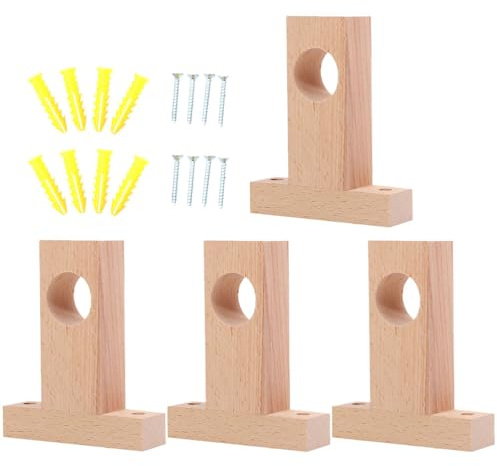 iplusmile Holz Gardinenstangenhalterung 4er-Set 2,5 cm & 3 cm – Bohrfreie Montage mit Schrauben & Dübeln, sichere Befestigung für Gardinenstangen, Vorhangstangen für Wohnzimmer, Schlafzimmer, Büro