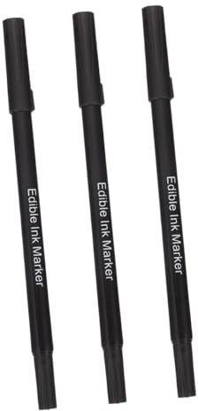 CIYODO 3pièces Stylo Colorant Comestible Double Pointe Noir Marqueurs Alimentaires pour Décoration De Gâteaux Fondant Biscuits Et Chocolat avec Design Ergonomique pour Dessins Précis