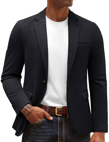 PJ PAUL JONES Casual Blazers för män två knappar kostym jacka smart skårat sportjacka, Svart, S
