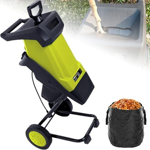 ZhlCrioxenic Trituradora EléCtrica de Cuchillas (MáX. 2500 W, ø40 Mm MáX. de La Rama,Boca de La Tolva de Gran TamañO, Prensador Incluido), para Una Limpieza Eficiente del Patio Yellow-A