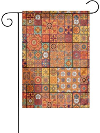 Drapeau de jardin 30,5 x 45,7 cm - Motif géométrique marocain - Décoration de jardin épaisse et infroissable pour jardin, pelouse, terrasse