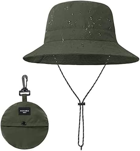 XFSRG Cappello da Pescatore Ripiegabili da Donna Cappello Estivo Bucket Hat Pioggia con Coulisse Regolabile Antivento Ideale per la Caccia Estiva la Pesca e l'alpinismo (Verde Militare)