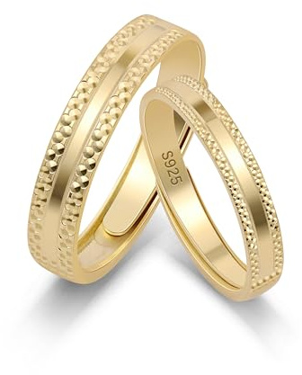 Meissa Partnerringe 925 Sterling Silber, Verstellbare Paarringe für Damen und Herren Elegante Eheringe Trauringe mit Struktur Design Freundschaftsringe Verlobungsringe Geschenk für Paare