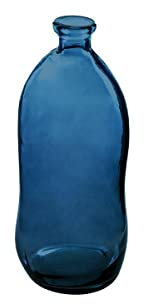 Atmosphera - Vase Dame Jeanne - recyceltes Glas - sturmblau H 35 cm - Blau