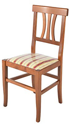 t m c s Tommychairs - Silla Artemisia para Cocina y Comedor, Estructura en Madera de Haya Color Nogal Claro y Asiento en Tela lisere roja