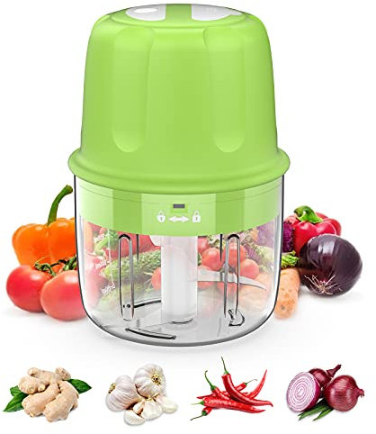 Ossky Mini Tritatutto Elettrico, Tritatutto da Cucina, Multifunzione Robot da Cucina Con Spazzola per Pulizia per Frutta Verdure Trita Frullatore 250ML Mixer Cucina