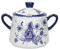 London Pottery Blue Rose Lidded Sugar Bowl, Ceramic, Almond Ivory/Blue, 13 x 8 x 10 cm