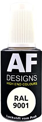 Alex Flittner Designs Lackstift RAL 9001 CREMEWEISS stumpfmatt 20 ml | Hochwertiger Lackstift auf Acrylbasis - ideal geeignet für Hobby, Freizeit, Modellbau, Basteln und um Kunststoff - oder