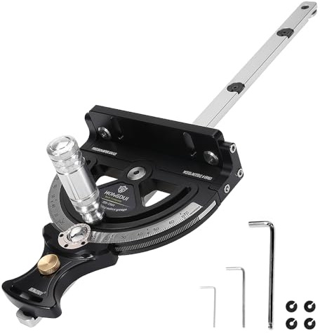HONGDUI MG21 Präzisions Gehrungsanschlag, mit 0-910mm Alu-Längenanschlag und verstellbarem Anschlag​, für T/U-Nuten (9,5 x 19 mm) an Tischkreissägen & Frästischen (HD-TB01)