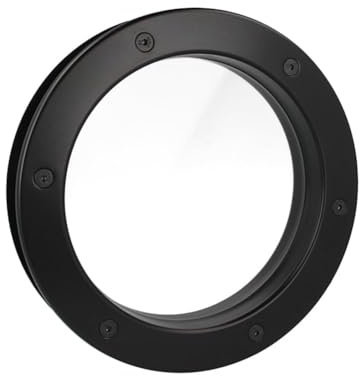 MLS Porthål B4000, Porthål för Dörrar, Tillverkad av Robust Aluminium, VSG-Säkerhetsglas, Lämpligt för 40 mm Tjocka Dörrar, Synliga Fästskruvar på Båda Sidor, 250 mm Diameter, Klart Glas, Svart