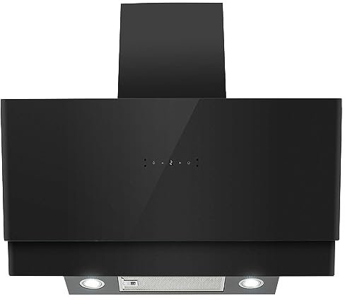 electriQ 90cm Angled Cooker Hood with Gesture Control - Black