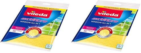 Vileda Actifibre Cloth for Cleaning Glass – Yellow (Pack of 2)