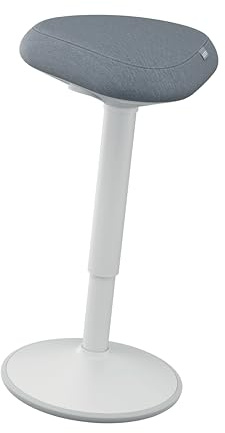 Leitz Ergo Active Stehhocker mit Dual Density Foam Komfortsitz, Bürohocker höhenverstellbar von 57 bis 82 cm, Sitzbezug aus 100% Recycling-Material, Für bis zu 110kg, Ergo-Serie, Hellgrau, 65450085