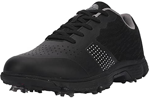 ZHENSI Chaussures De Golf Hommes, avec Pointes Chaussures De Golf Imperméables À Coupe Large Confortables Grande Taille,Noir,42 EU