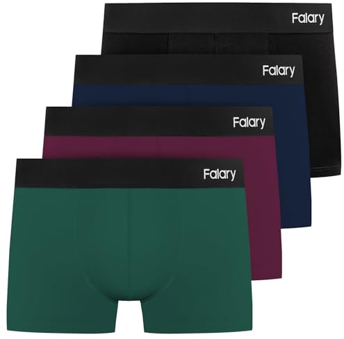 FALARY Boxer Shorts Hommes Caleçon Homme Short Rétro Homme sous-Vêtements Boxer Trunk Coton sans Étiquette Scratchy Lot de 4 Caleçons de Sport Multicolore M