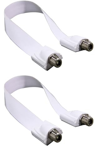2 st 26 cm platt koaxialkabel, fönstermatning genom extremt platt koaxialkabel, fönsterpassning genom koaxialkabel, F-typ hoppkabel för fönster och dörr (vit)