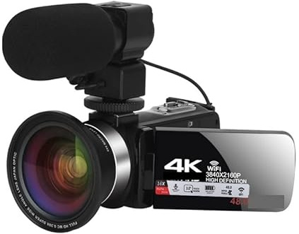 BAFEIYA Registratore per videocamera Vlogging con videocam Videocamere UHD 4K Vlog Live Streaming Webcam Videocamera digitale esterna Registratore portatile Blogger 18X(No SD Card,NA-U600-LT)