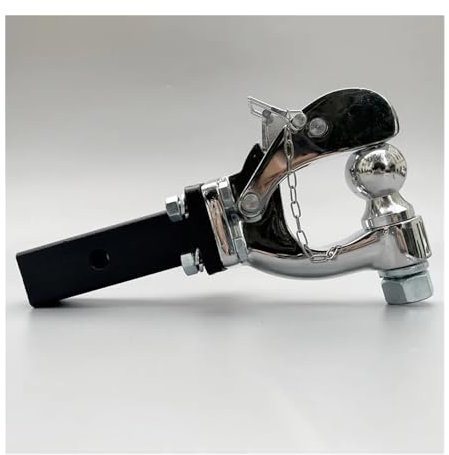 Anhängerschloss Anhängerkupplungs-Montageplatte für 2-Zoll-Anhängerkupplungsadapterhalterung mit Stiftverriegelung und Kugelkopf für Abschleppen von Zubehör Anhängerkupplungskugel(Steel chrome plated)