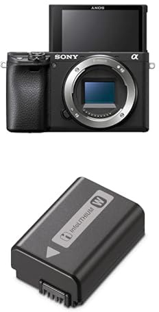 Sony Alpha 6400 | APS-C Spiegellose Kamera | Schneller 0,02s Autofokus mit Augenerkennung für Mensch und Tier, 4K-Filmaufnahmen und neigbares Display für Vlogging + Sony NP-FW50