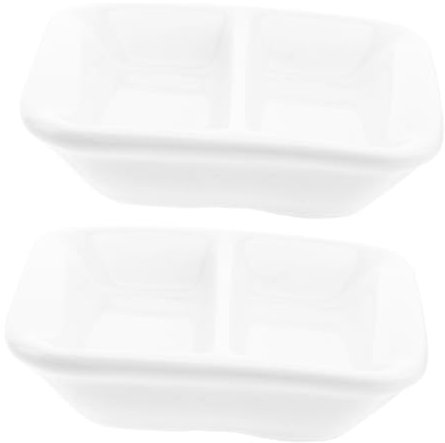 KICHOUSE 2stücke Keramik Snackteller Weiß Appetizer Serving Tray Mit Fächern Spülfest Kratzfest Für Gewürze Dips Und Kleine Snacks Bei Partys Und Alltag