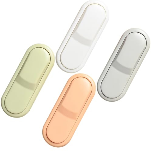XUKZIMA 4 Pezzi Sicurezza per Armadi e Cassetti con Adesivo Potente, Blocca e Chiudi Cassetti, Chiusura e Blocco per Bambini, Nessun Trapano Necessario(Bianca)
