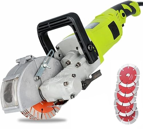 Electric Wall Chaser 4000W with Dust Extractor and 5 Blades, Adjustable Cutting Depth & Width, Brick Concrete Slotting Machine for Efficient Wall Grooving