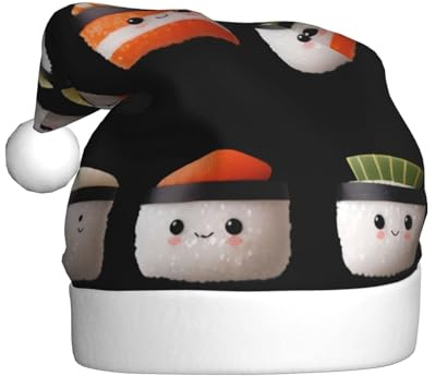 WHJSSF Chapeau de Noël à motif rouleau de sushis saumon pour adulte, accessoire de qualité doux, léger et moelleux