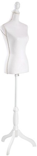 tectake® Schneiderpuppe verstellbar, Schaufensterpuppe weiblich, Damenbüste Mannequin, Büste, Kleiderpuppe, Nähpuppe, Schneiderbüste, Stehpuppe, Kleiderpuppe Damen - weiß