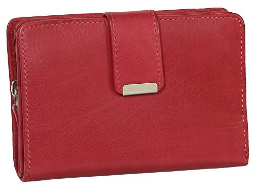 Ledershop24 RFID Damen Leder Geldbörse Portemonnaie Geldbeutel - Geschenkset + exklusiven Schlüsselanhänger - Farbe Rot