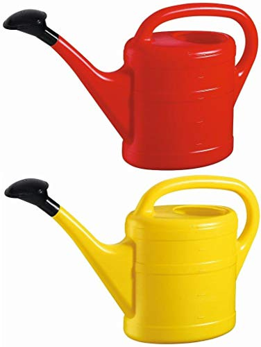 2X Gießkanne 5L ROT + GELB + 1x KÜHLSCHRANKMAGNET! Gießkannen Kunststoff für groß & klein, Garten & Zimmerpflanzen Gieskanne Gieskannen Giesskanne 5 Liter Watering Can Kinder Zimmergießkanne