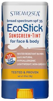 STREAM 2 SEA EcoStick SPF 35 Mineral Sunscreen Stick | Sweat & Water Resistant Sunblock | USDA Approved Biodegradable & Reef Safe Sunscreen Protection(EcoStick Tint)