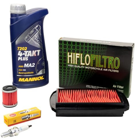 Wartungspaket Öl 1L + Luftfilter + Ölfilter + Zündkerze für Yamaha YZF-R 125 YZF-R125 RE11 RE111 Baujahr 2014-2018