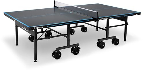 JOOLA 11645 - Tavolo da ping pong professionale J500A, superficie composita in alluminio, resistente alle intemperie, struttura pieghevole, struttura rapida, 274 x 152,5 x 76 cm, colore: grigio/blu