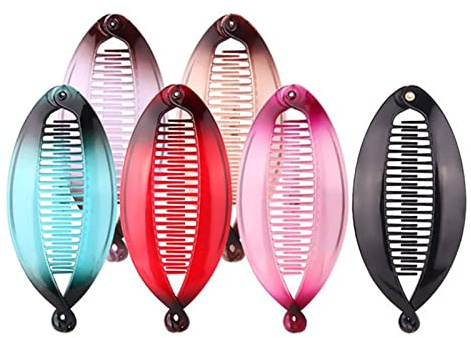 NITAIUN 6 Stück Banana Clips Haarspangen Bananen Fisch Kämme Fischclips Banana Clip Hair Getönter Kamm Griffgröße 14 cm für Damen Mädchen (6 Stück)