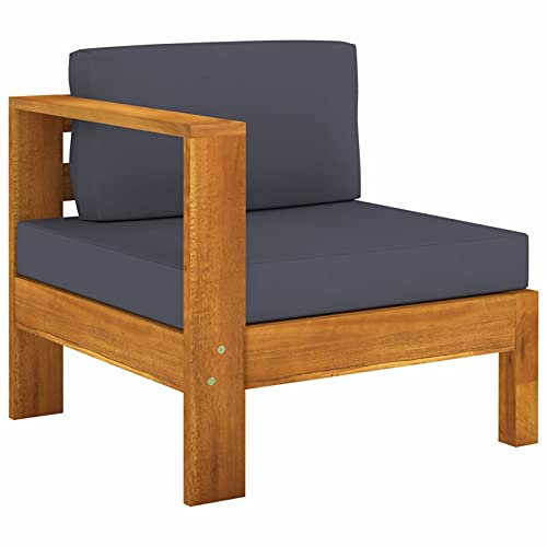 Catherinol Mittelsofa mit 1 Armlehne, Loungesofa, Sitzecke Garten, Gartensofa, Multifunktionssofa, Balkonset, Palettenmöbel, Europaletten Möbel, Balkonmöbel, Dunkelgrau Massivholz Akazie