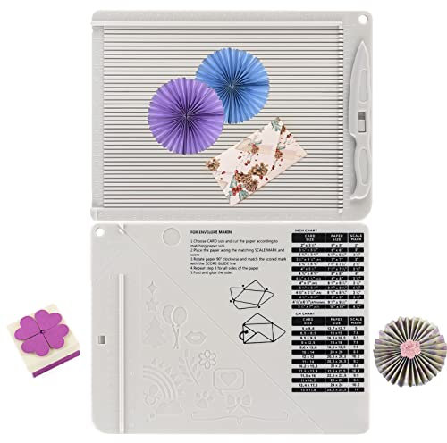 6.4x 8.5 Mini Score Board Multi-Purpose Scoring Board Envelope Maker with Bone Folder and Guide for Card Making and Paper Crafts Arts Projects Multi-Purpose Scoring Board & Score and Fold Tools